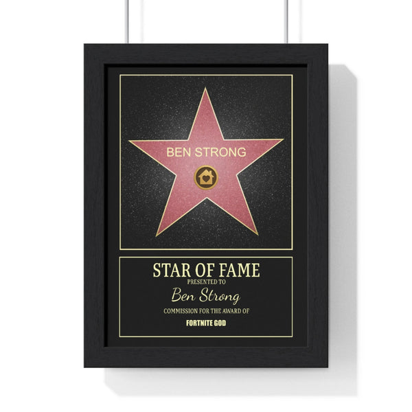 Framed Personalised Star of Fame Award Wall Art, Customizable Frame/Unframed poster