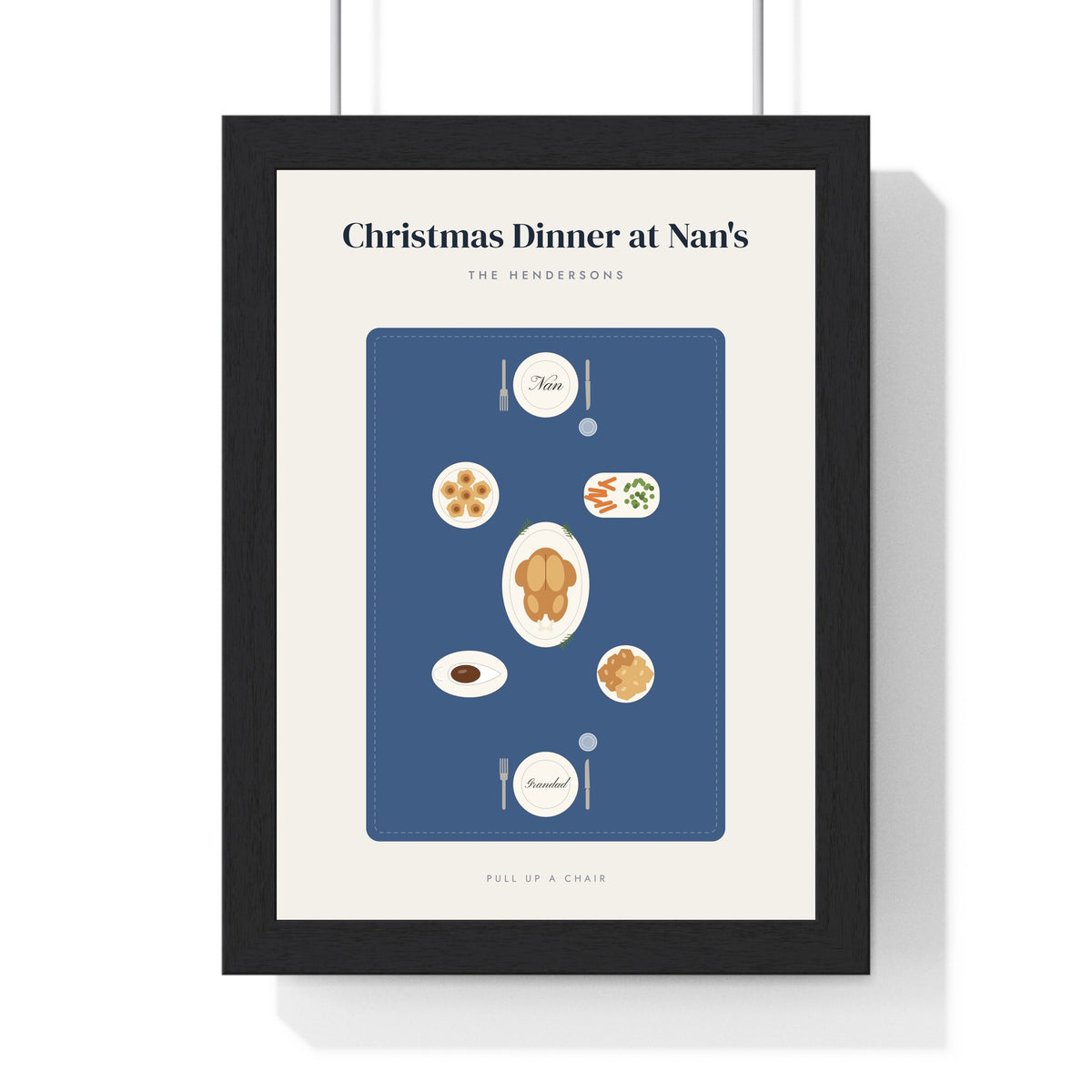 Personalised Sunday Dinner at Nan's Print - French blue Christmas Dinner at Nan's for two