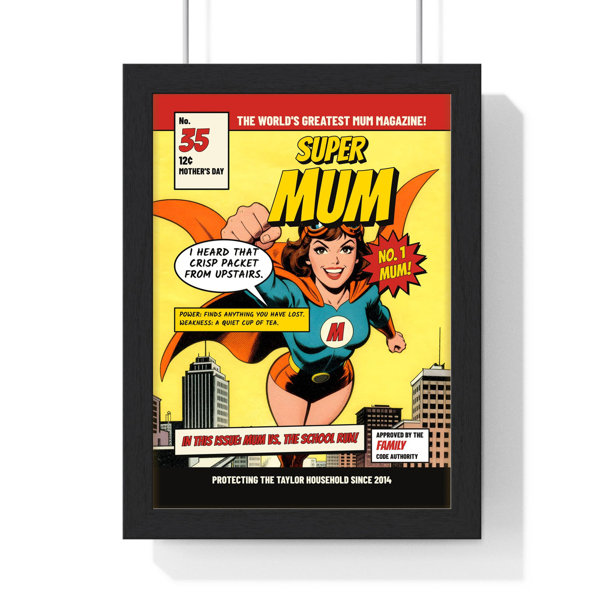 Personalised Superhero Comic Cover Print - Super Mum comic cover