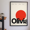 Personalised Swiss Typographic Print - Swiss typographic name print on a wall
