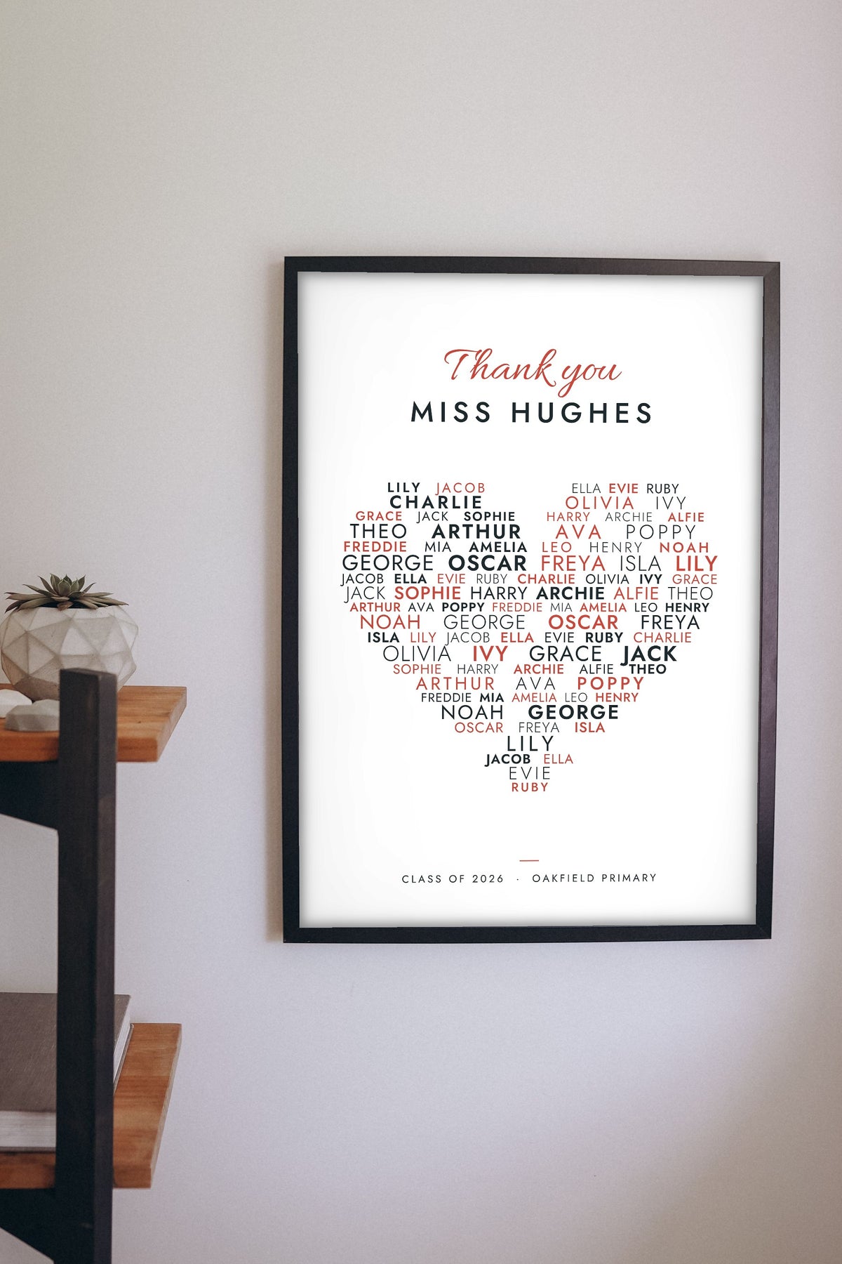 Personalised Teacher Thank You Print - on the classroom wall