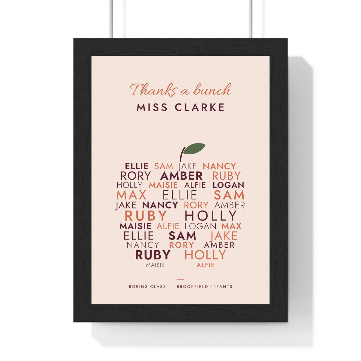 Personalised Teacher Thank You Print - blush apple version for Miss Clarke