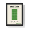 Personalised Tennis Print - framed personalised tennis court print for Sarah and Tom on a grass court