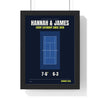 Personalised Tennis Print - framed navy tennis print for Hannah and James