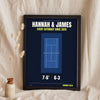 Personalised Tennis Print - navy night tennis court print with a tie-break score