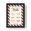 Personalised Things I Know About Daddy Print - framed burgundy and blue Things I Know About Daddy print