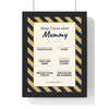 Personalised Things I Know About Daddy Print - framed navy and mustard Mummy version