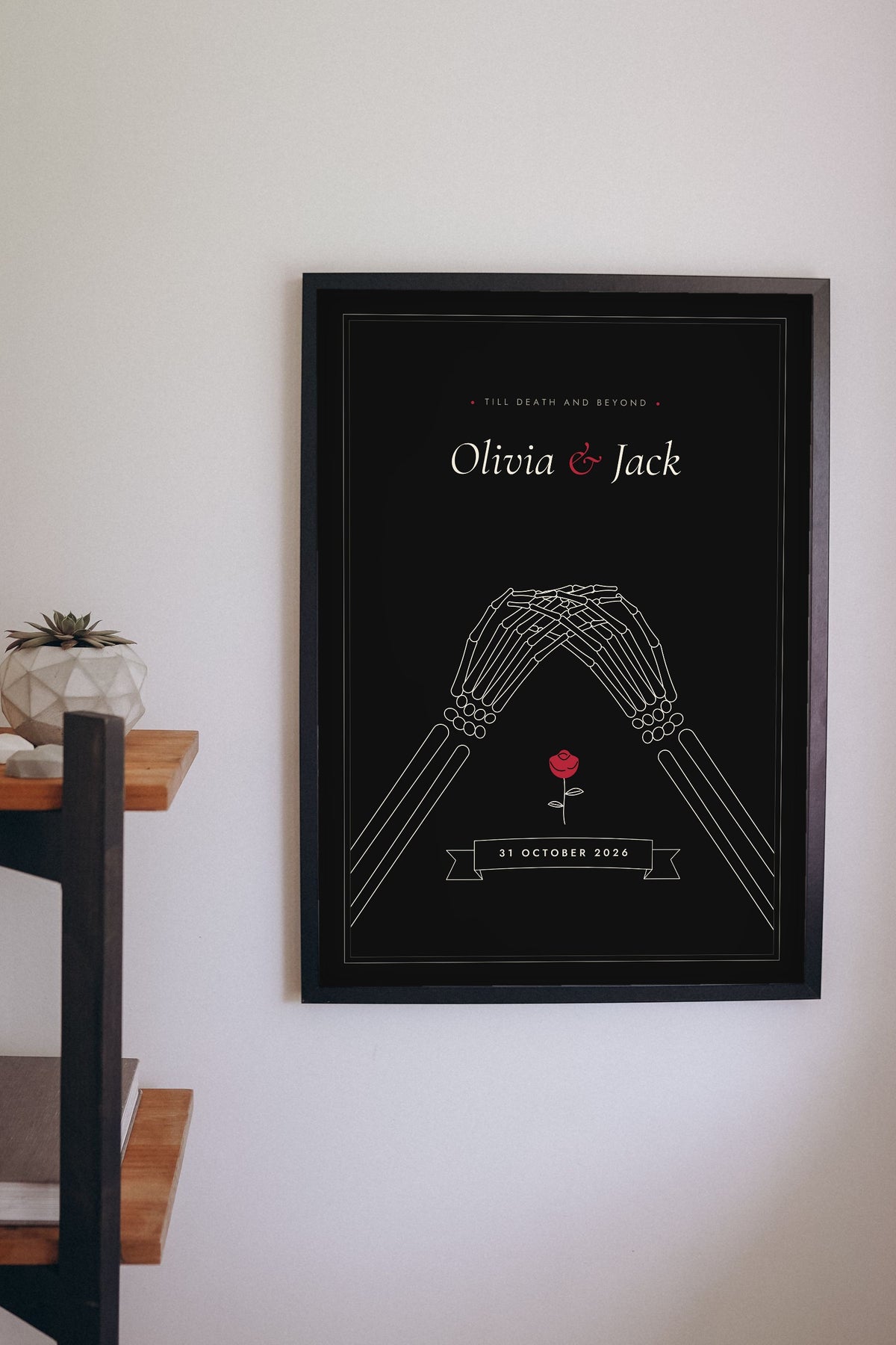 Personalised Till Death Do Us Part Print - till death couple print on a living room wall