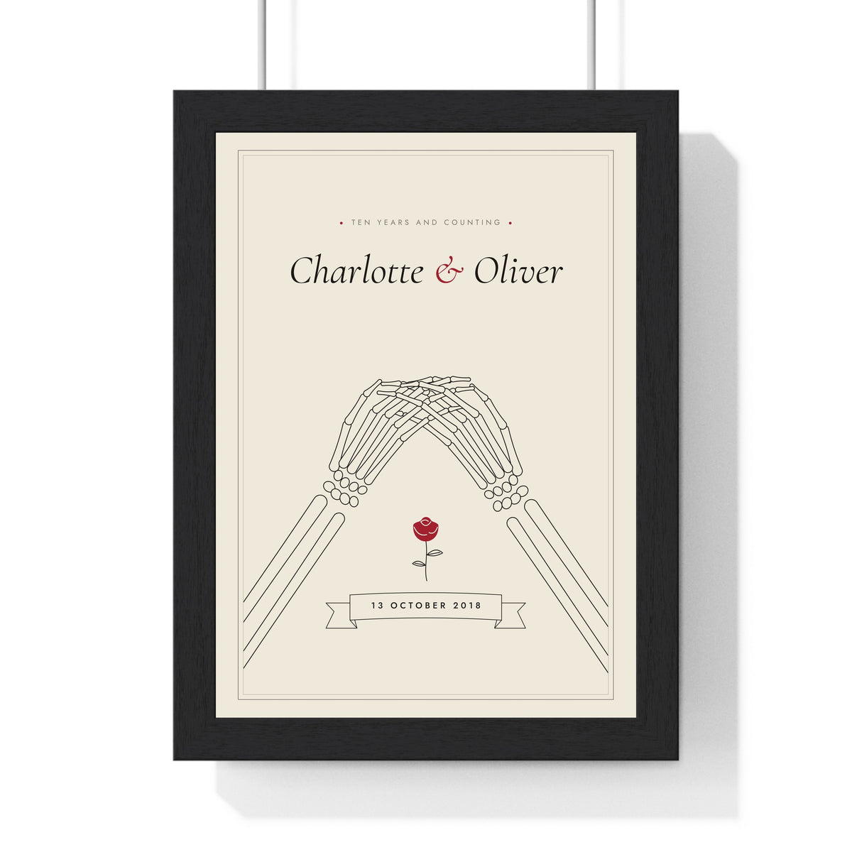 Personalised Till Death Do Us Part Print - framed black on bone anniversary version