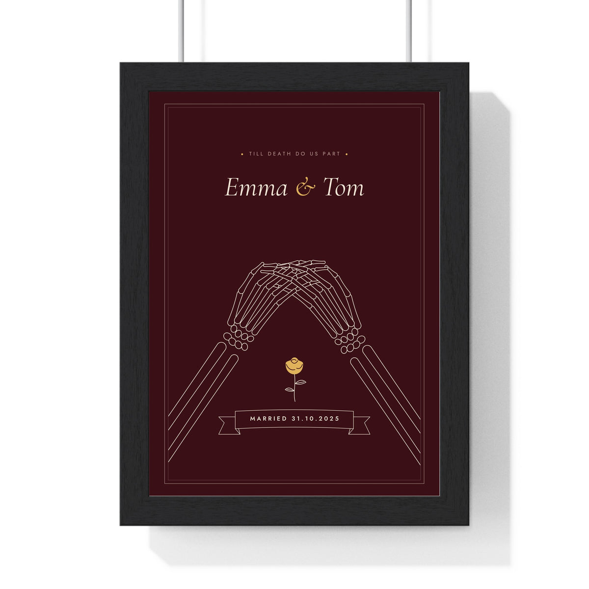 Personalised Till Death Do Us Part Print - framed oxblood version