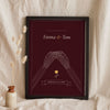 Personalised Till Death Do Us Part Print - oxblood married version leaning on a shelf
