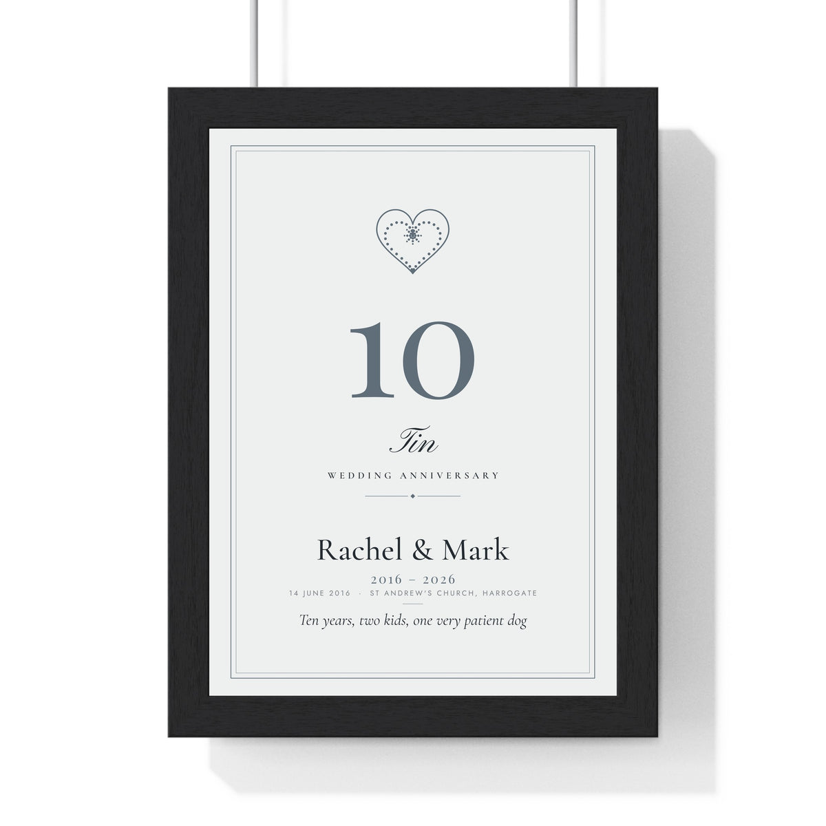 Personalised Tin Anniversary Print - framed personalised tin anniversary print