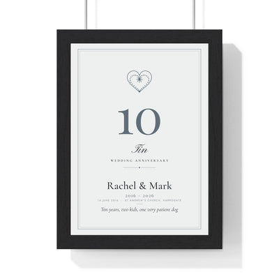 Personalised Tin Anniversary Print - framed personalised tin anniversary print