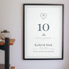 Personalised Tin Anniversary Print - hanging on a living room wall