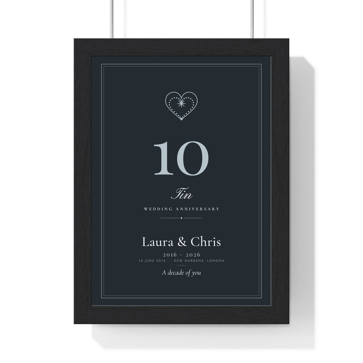 Personalised Tin Anniversary Print - classic, dark