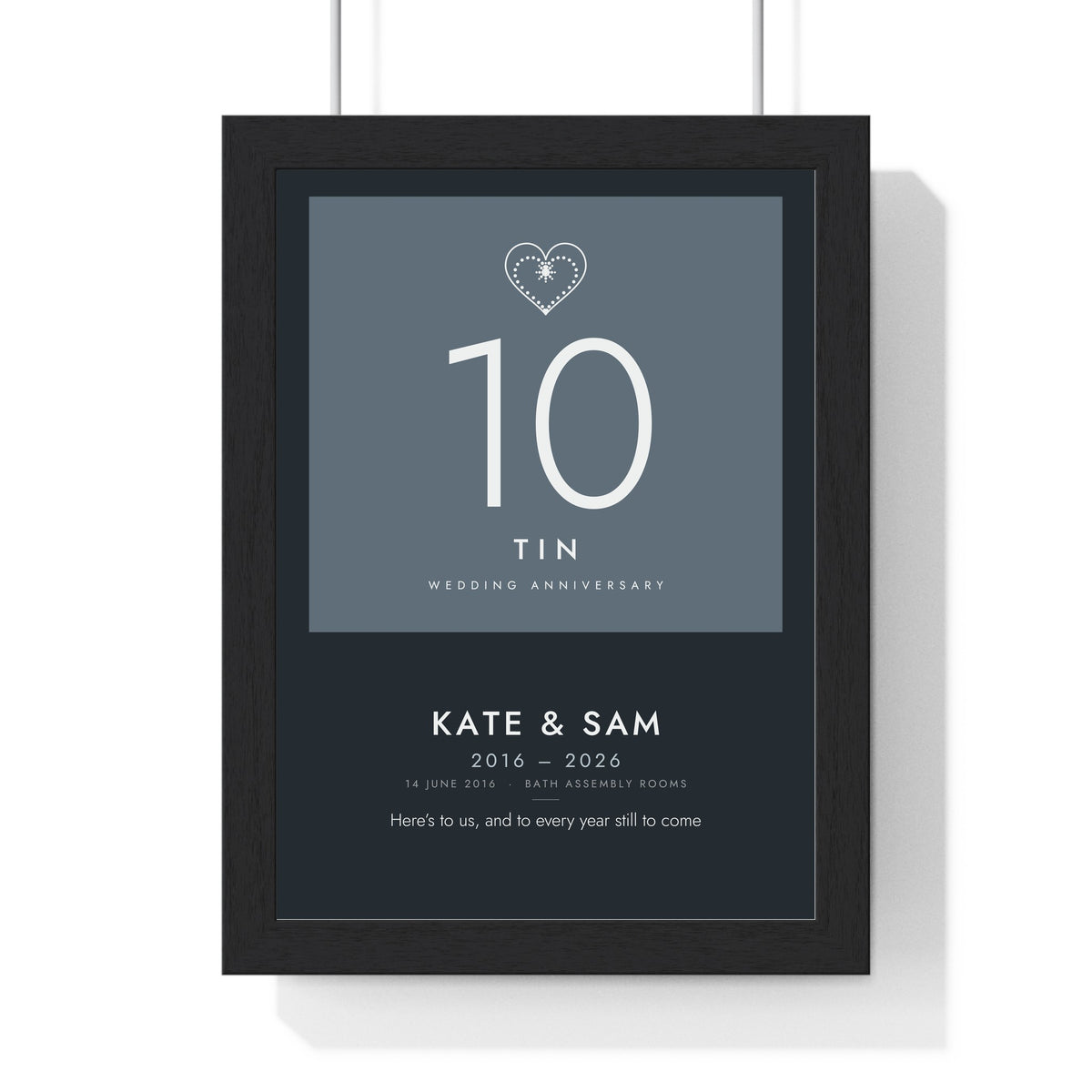 Personalised Tin Anniversary Print - modern, dark