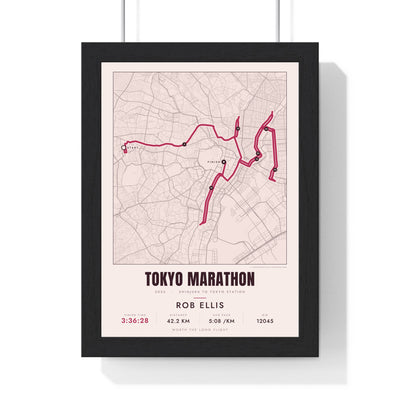 Personalised Tokyo Marathon Print - framed street map Tokyo Marathon route print with name and finish time