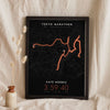 Personalised Tokyo Marathon Print - night style Tokyo Marathon print, the course glowing on a dark ground