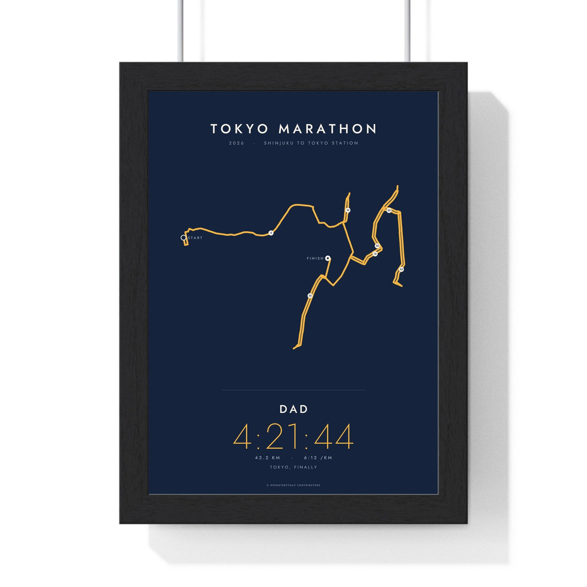 Personalised Tokyo Marathon Print - framed minimal Tokyo Marathon route print