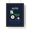Personalised Tractor Print - framed navy version for a child