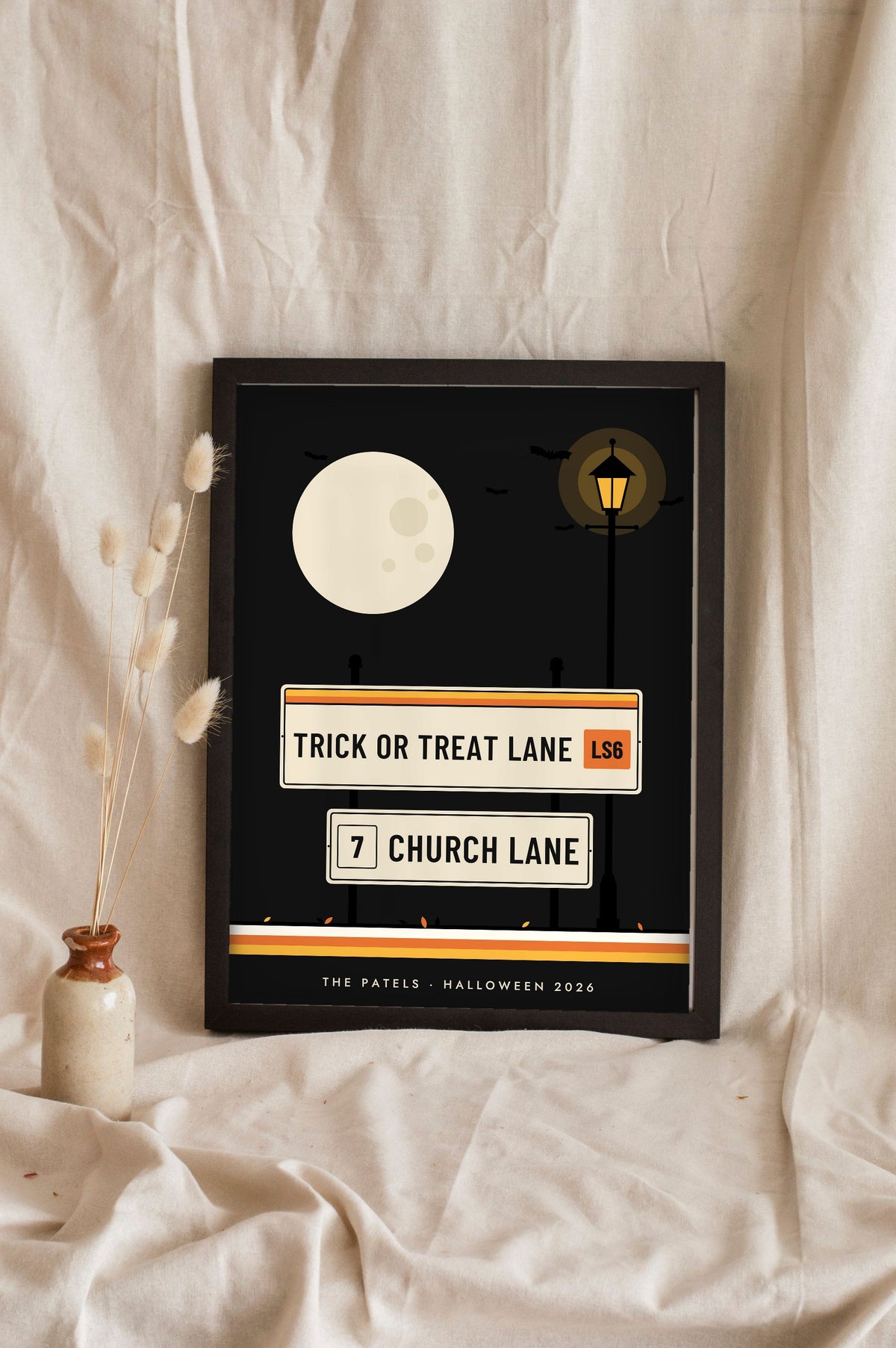 Personalised Halloween Street Sign Print - black Halloween street sign print for Church Lane