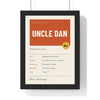 Personalised Uncle Print - framed cream and rust Uncle Dan stats print
