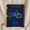 Personalised Valencia Marathon Print - night style Valencia Marathon print, the course glowing on a dark ground