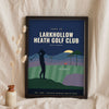 Personalised Vintage Golf Club Poster - dusk navy heathland version for Larkhollow Heath Golf Club