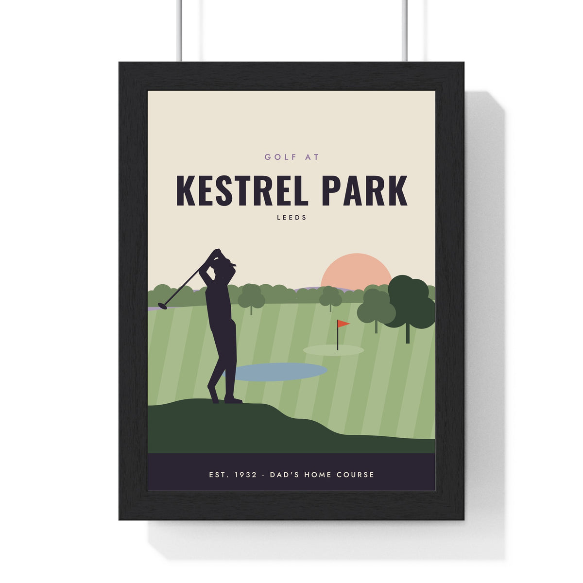 Personalised Vintage Golf Club Poster - framed heather parkland version for Kestrel Park