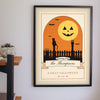 Personalised Vintage Halloween Postcard Print - vintage Halloween postcard print on the hallway wall