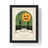 Personalised Vintage Halloween Postcard Print - framed witchy green version for Luna the cat