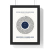 Personalised Vinyl Record Song Lyrics Print - framed navy version with long lyrics
