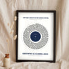 Personalised Vinyl Record Song Lyrics Print - navy thirty years married version leaning on a shelf
