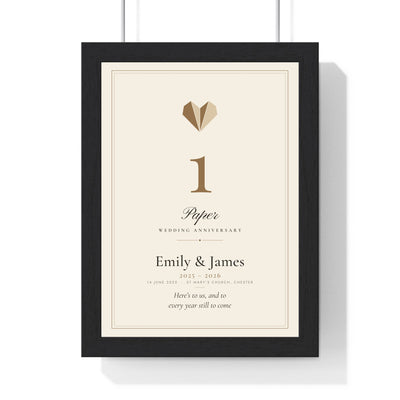 Personalised Wedding Anniversary Print - framed 1st paper anniversary print, classic style