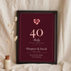 Personalised Wedding Anniversary Print - 40th ruby anniversary print on a dark background
