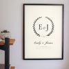 Personalised Wedding Crest Print - wedding crest print on a bedroom wall