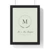 Personalised Wedding Crest Print - framed sage anniversary version with a single initial