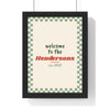 Personalised Welcome Print - framed sage checkerboard welcome print for the Hendersons