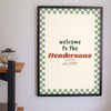 Personalised Welcome Print - sage welcome print on a hallway wall