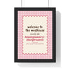 Personalised Welcome Print - framed pink wavy gingham welcome to the madhouse print