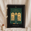 Personalised Witch Apothecary Sign Print - black potion shop version leaning on a shelf