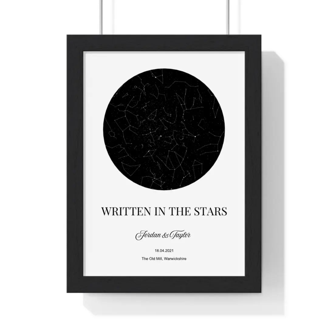Framed Personalised Written in the Stars Couple Gift travel poster