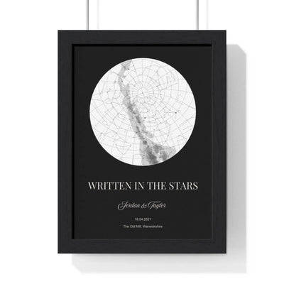 Personalised Written in the Stars Star Dark Map Gift Print - Poster Kingz - A5 (unframed) 5.8 × 8.3 in - 
