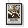 Petco Park map print framed in a black frame, ready to hang