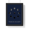 Phases of the Moon print framed in a black frame, ready to hang