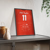 Phil Taylor World Darts Final 2004 Darts Poster - Sudden Death v Painter Shirt Print framed and leaning on a sideboard