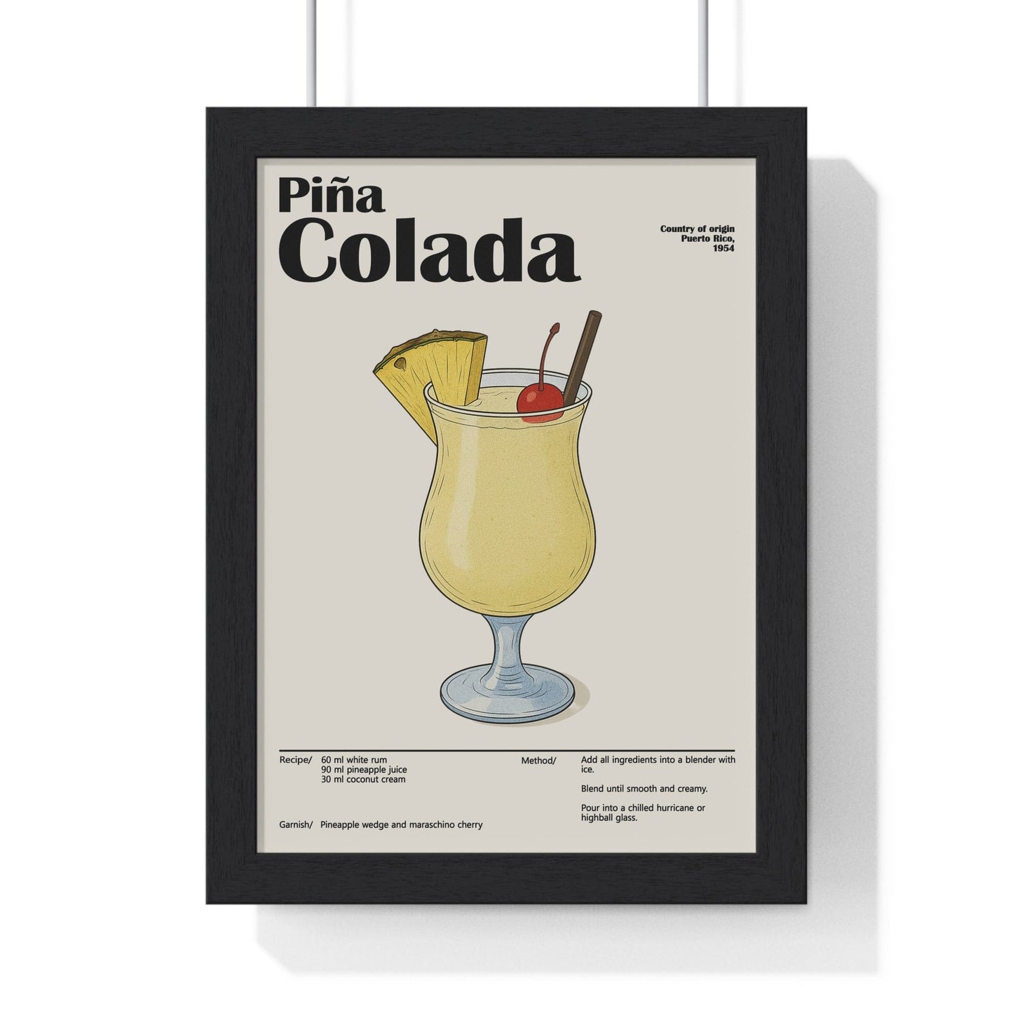 Framed Pi�a Colada Cocktail - Tropical Drink - print