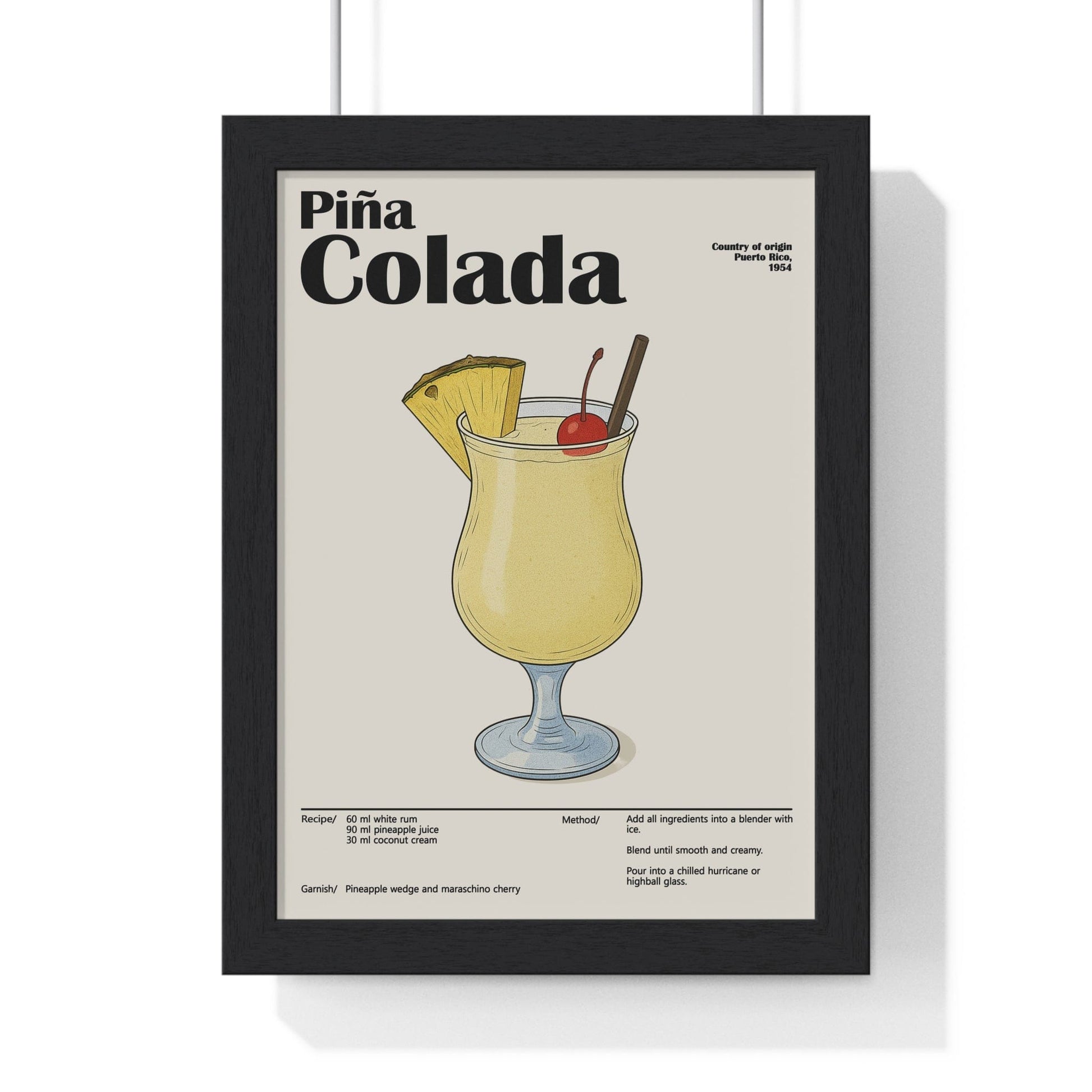 Framed Pi�a Colada Cocktail - Tropical Drink - print