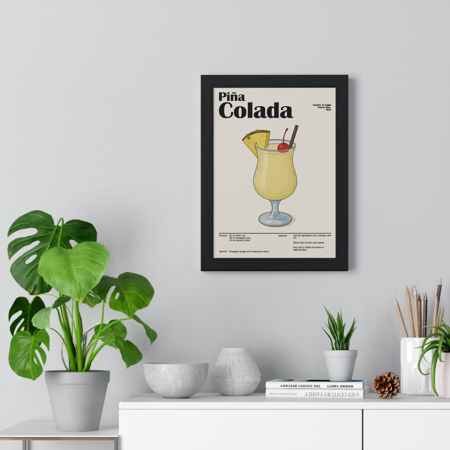 Framed Pi�a Colada Cocktail - Tropical Drink - print