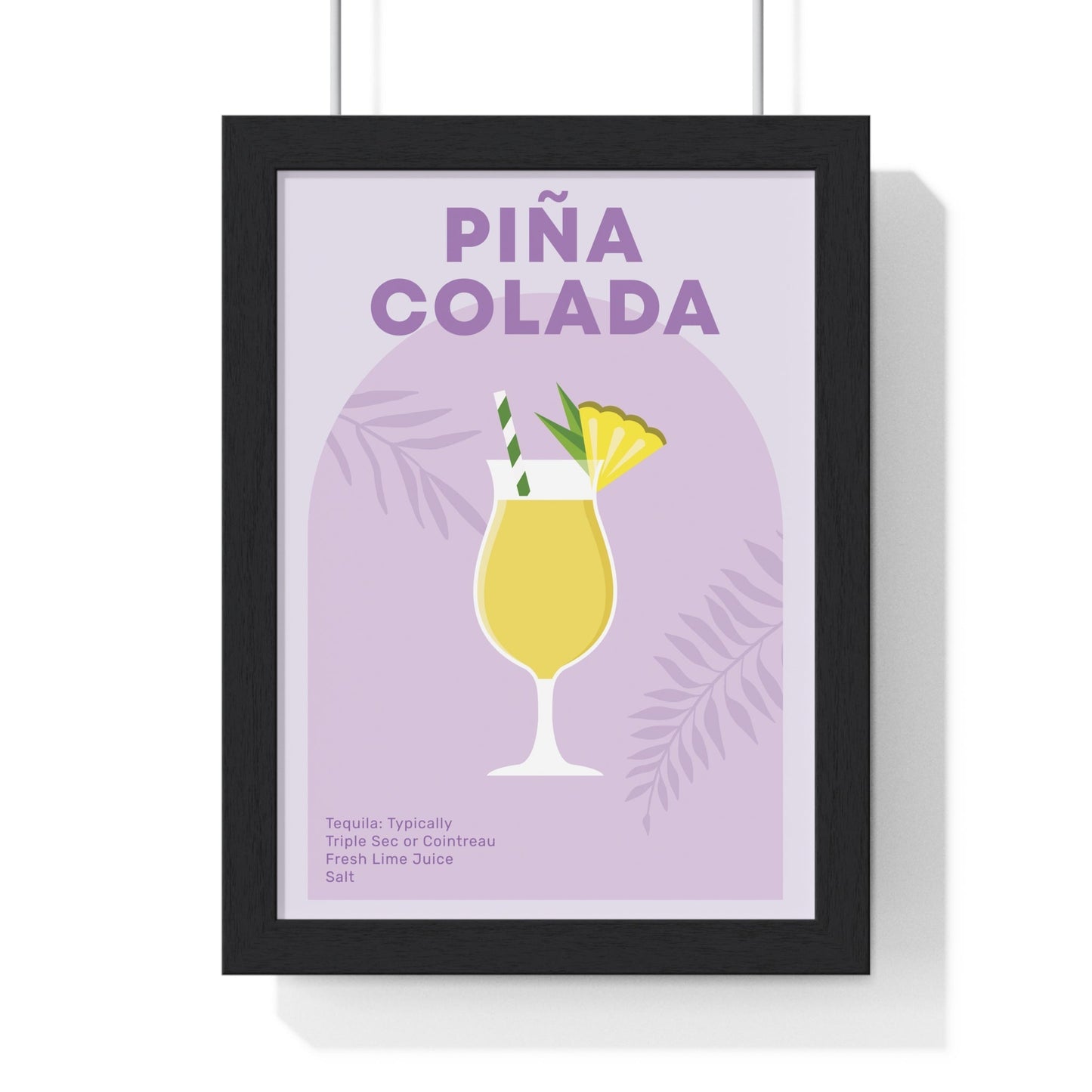 Framed Pi�a Colada Cocktail - Tropical Home Bar Decor print